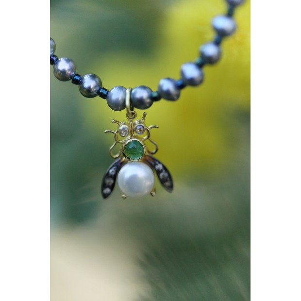 5 Octobre sidabro kaklo papuošalas su perlais ir deimantais  5 Octobre sidabro kaklo papuošalas su perlais ir deimantais